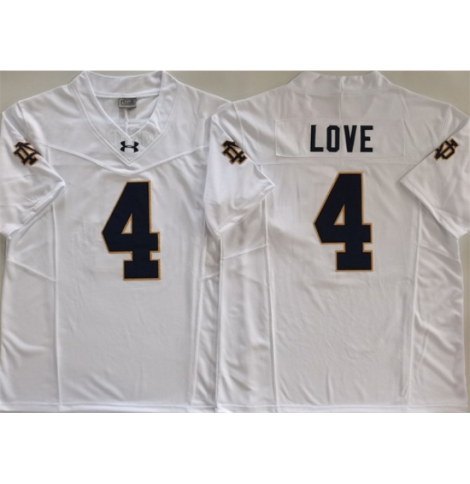 Men's Notre Dame Fighting Irish #4 Jeremiyah Love White 2024 F.U.S.E. Limited Stitched Jersey