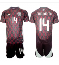 Men's Mexico #14 Chicharito Green 2024 Home Soccer Jersey Suit