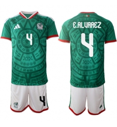 Men's Mexico #4 E.ALUAREZ National Team FIFA x World Cup 2026 Home Green On Field Jersey