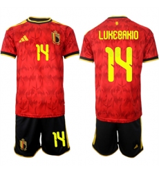 Men's Belgium #14 LUKEBAKIO National Team FIFA x World Cup 2026 Home Red On Field Jersey