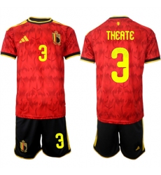 Men's Belgium #3 THEATE National Team FIFA x World Cup 2026 Home Red On Field Jersey