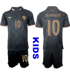 Youth Portugal #10 BERNARDO National Team FIFA x World Cup 2026 Away Gray On Eusebio special edition Kids Jersey