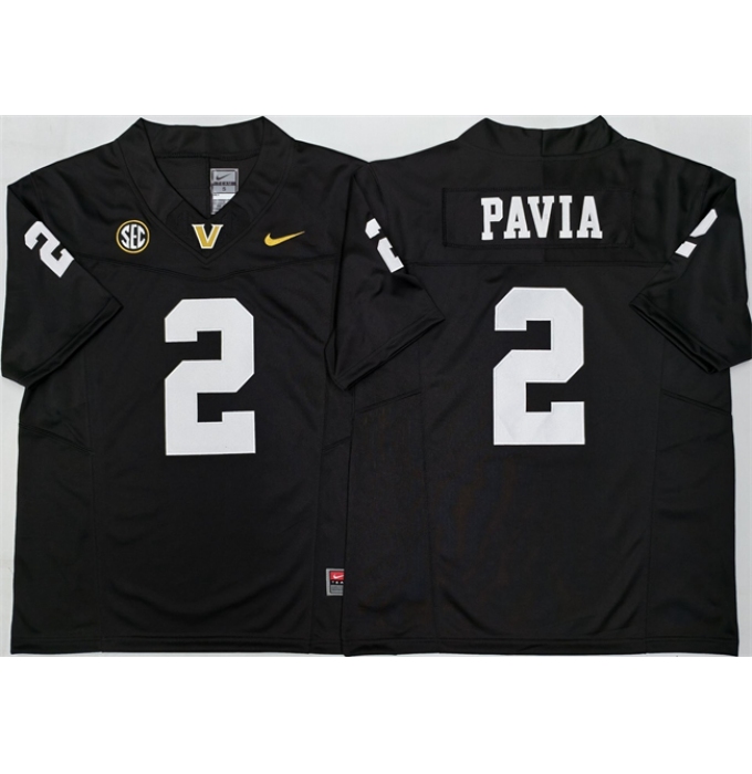 Men's Vanderbilt Commodores #2 Diego Pavia Black 2025 F.U.S.E. Vapor Limited Stitched Football Jersey