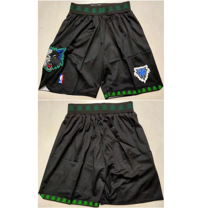 Men's Minnesota Timberwolves Black Shorts (Run Small)