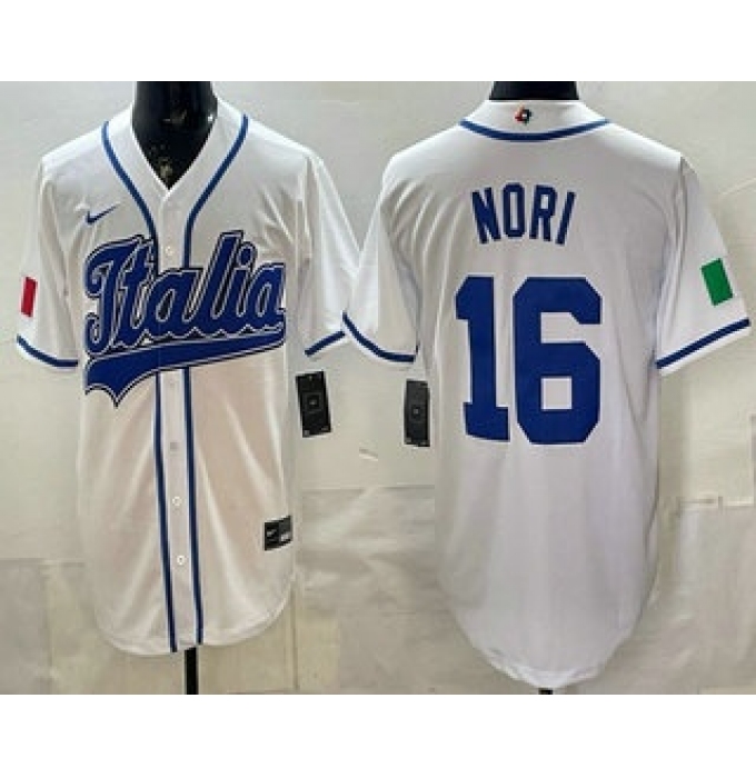 Men's Italy #16 Dante Nori White 2026 World Baseball Classic Cool Base Jersey