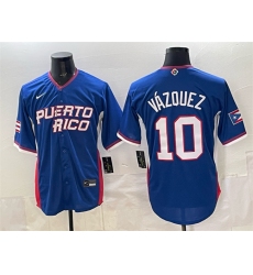 Men's Puerto Rico Baseball #10 Luis Vázquez Royal 2026 World Baseball Classic Road Stadium Stitched Jersey