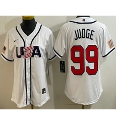 Women's USA #99 Aaron Judge White 2026 World Baseball Classic Cool Base Jersey