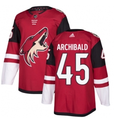 Men's Adidas Arizona Coyotes #45 Josh Archibald Authentic Burgundy Red Home NHL Jersey