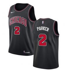 Men's Nike Chicago Bulls #2 Jabari Parker Swingman Black NBA Jersey Statement Edition
