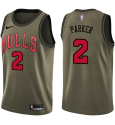 Men's Nike Chicago Bulls #2 Jabari Parker Swingman Green Salute to Service NBA Jersey