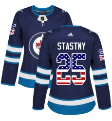 Women's Adidas Winnipeg Jets #25 Paul Stastny Authentic Navy Blue USA Flag Fashion NHL Jersey