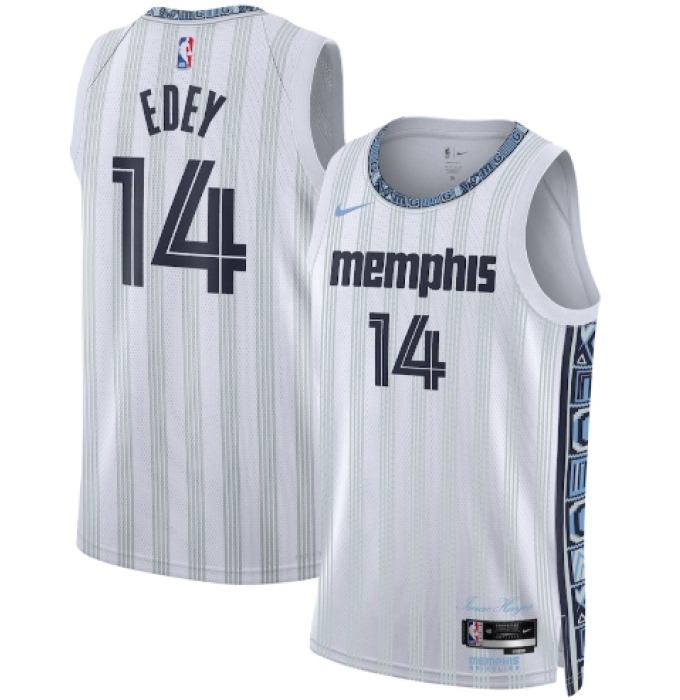 Men's Memphis Grizzlies #14 Zach Edey Gray 2025-26 City Edition Swingman Stitched Jersey
