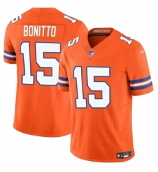 Youth Denver Broncos #15 Nik Bonitto Orange F.U.S.E. Mile High Collection 1977 Throwback Vapor Limited Football Stitched Jersey