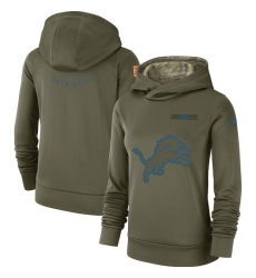 Women's Detroit Lions Nike Olive Salute to Service Sideline Therma Performance Pullover Hoodie