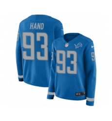 Women's Nike Detroit Lions #93 Da'Shawn Hand Limited Blue Therma Long Sleeve NFL Jersey