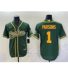Men's Green Bay Packers #1 Micah Parsons Green Cool Base Stitched Baseball Jersey