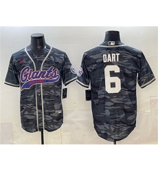Men's New York Giants #6 Jaxson Dart Gray Camo With Cool Base Stitched Baseball Jersey