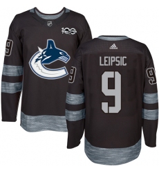 Men's Adidas Vancouver Canucks #9 Brendan Leipsic Authentic Black 1917-2017 100th Anniversary NHL Jersey