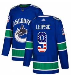 Men's Adidas Vancouver Canucks #9 Brendan Leipsic Authentic Blue USA Flag Fashion NHL Jersey