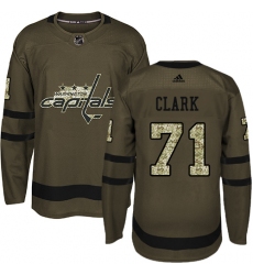 Men's Adidas Washington Capitals #71 Kody Clark Authentic Green Salute to Service NHL Jersey