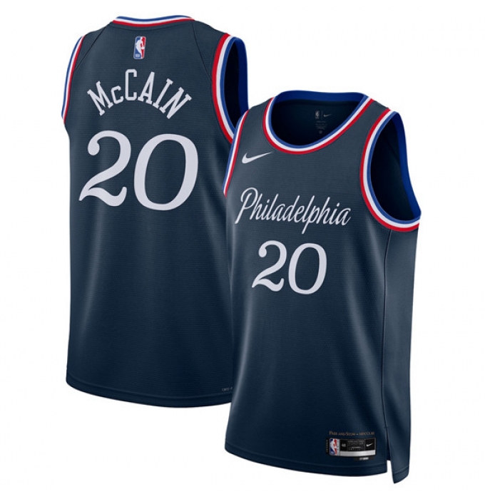 Men's Philadelphia 76ers #20 Jared McCain Navy 2025-26 City Edition Swingman Stitched Jersey