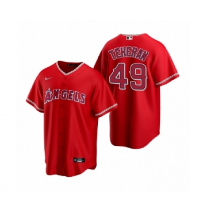 Women Julio Teheran #49 Los Angeles Angels Red Replica Alternate Jersey
