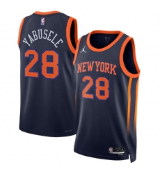 Men's New Yok Knicks #28 Guerschon Yabusele Black 2025 Statement Edition Stitched Basketball Jersey