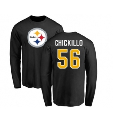Football Pittsburgh Steelers #56 Anthony Chickillo Black Name & Number Logo Long Sleeve T-Shirt