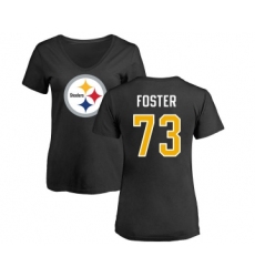 Football Women's Pittsburgh Steelers #73 Ramon Foster Black Name & Number Logo Slim Fit T-Shirt