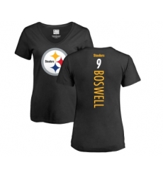 Football Women's Pittsburgh Steelers #9 Chris Boswell Black Backer Slim Fit T-Shirt