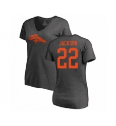 Football Women's Denver Broncos #22 Kareem Jackson Ash One Color T-Shirt