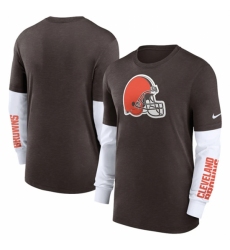 Men's Cleveland Browns Heather Brown Slub Fashion Long Sleeve T Shirt