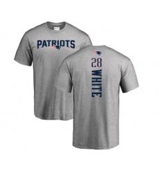 Football New England Patriots #28 James White Ash Backer T-Shirt
