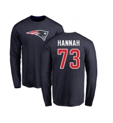 Football New England Patriots #73 John Hannah Navy Blue Name & Number Logo Long Sleeve T-Shirt