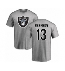 Football Oakland Raiders #13 Hunter Renfrow Ash Name & Number Logo T-Shirt