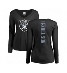 Football Women's Oakland Raiders #23 Nick Nelson Black Backer Long Sleeve T-Shirt