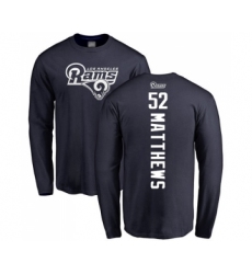 Football Los Angeles Rams #52 Clay Matthews Navy Blue Backer Long Sleeve T-Shirt