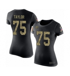 Football Women's Jacksonville Jaguars #75 Jawaan Taylor Black Camo Salute to Service T-Shirt
