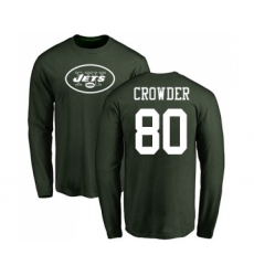 Football New York Jets #80 Jamison Crowder Green Name & Number Logo Long Sleeve T-Shirt