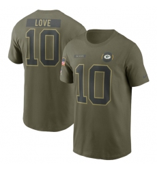 Men's Green Bay Packers #10 Jordan Love Olive 2025 Salute to Service Name & Number T-Shirt