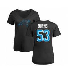 Football Women's Carolina Panthers #53 Brian Burns Black Name & Number Logo Slim Fit T-Shirt