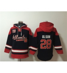 Men's Atlanta Braves #28 Matt Olson Navy Red Ageless Must-Have Lace-Up Pullover Hoodie