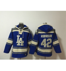 Men's Los Angeles Dodgers #42 Jackie Robinson Blue Ageless Must-Have Lace-Up Pullover Hoodie