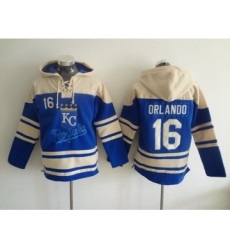 Men's Kansas City Royals #16 Paulo Orlando Alternate Blue MLB Hoodie