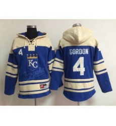 Men's Kansas City Royals #4 Alex Gordon Blue Hoodie
