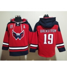 Men's Washington Capitals #19 Nicklas Backstrom Red Ageless Must Have Lace Up Pullover Hoodie