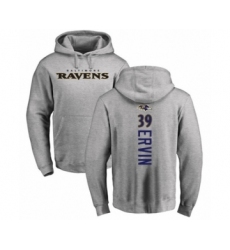 Football Baltimore Ravens #39 Tyler Ervin Ash Backer Pullover Hoodie