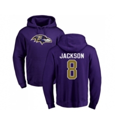 Football Baltimore Ravens #8 Lamar Jackson Purple Name & Number Logo Pullover Hoodie