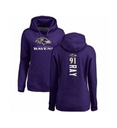 Football Women's Baltimore Ravens #91 Shane Ray Purple Backer Pullover Hoodie