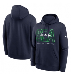 Men's Seattle Seahawks College Navy Busted Play Club Fleece Pullover Hoodie